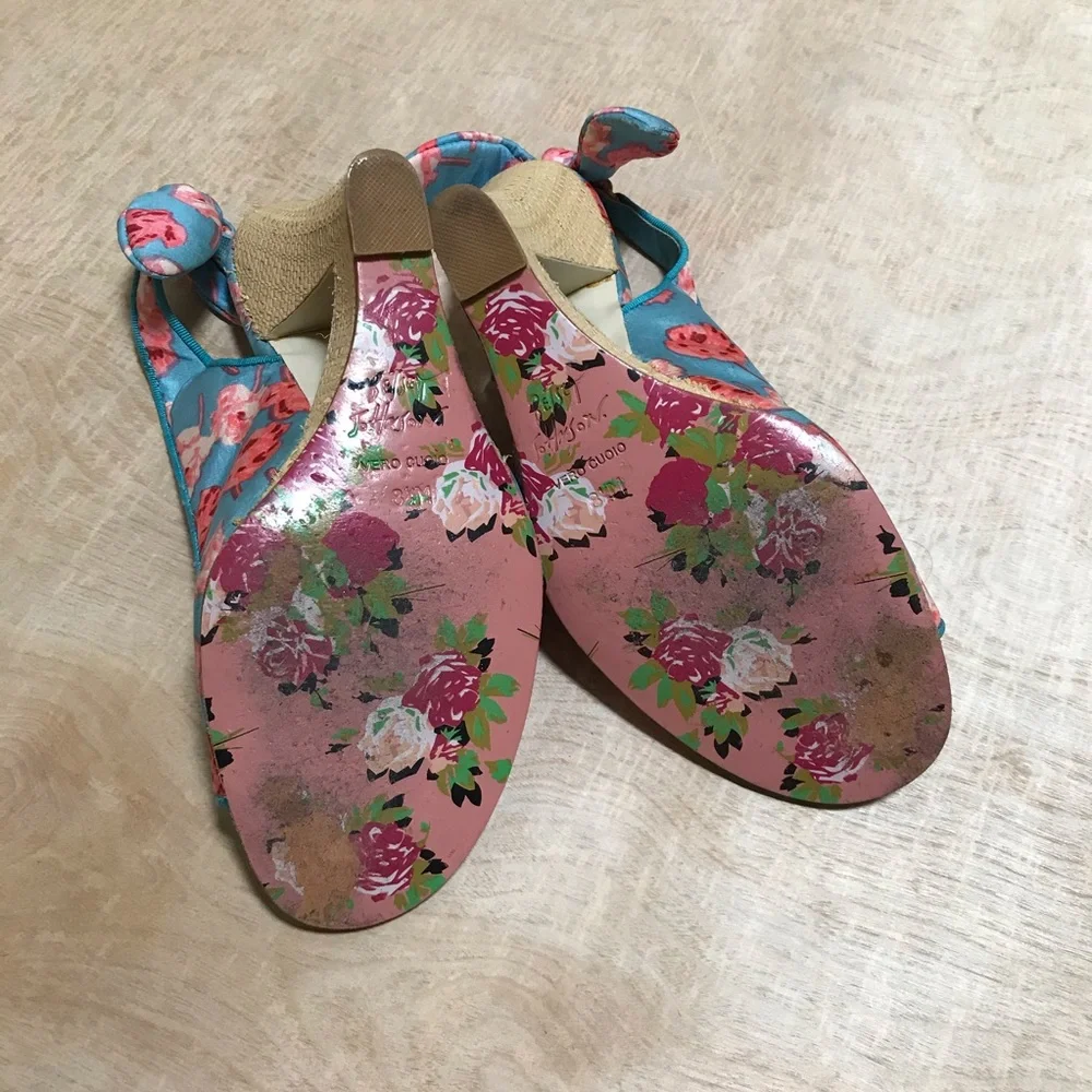 Betsey Johnson Foster Blue Pink Floral Sandals